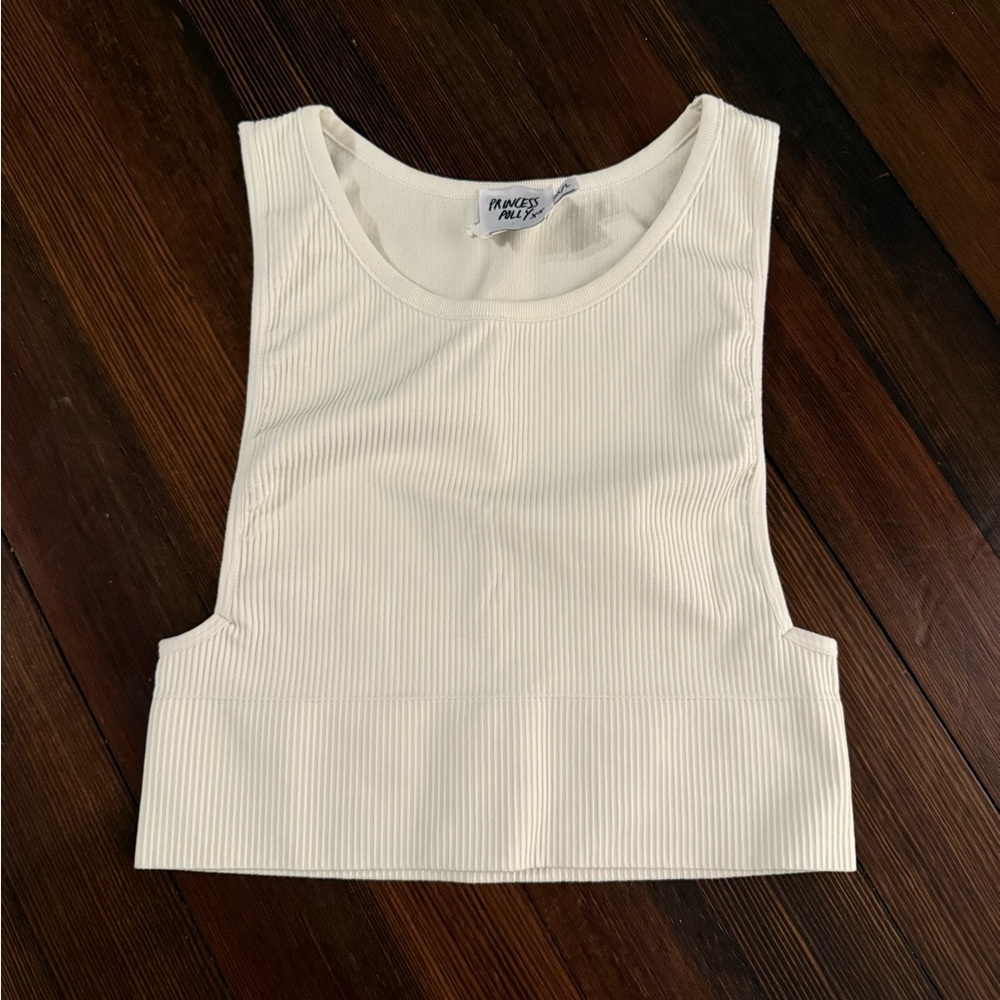 Princess Polly White Cut Out Crop Tank Top